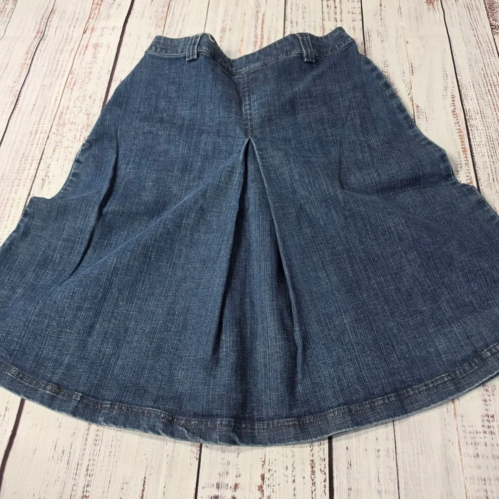 Oilily Denim Skirt Women 30 Blue Excellent Floral Embroidered A-Line Knee Length